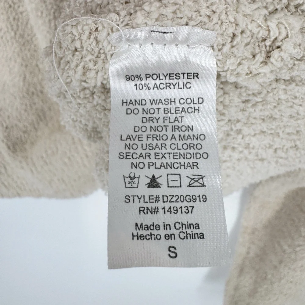 ADORN Luxe Ultra Soft Plush Textured Knit Pullover Sweater Cream Oversized Small